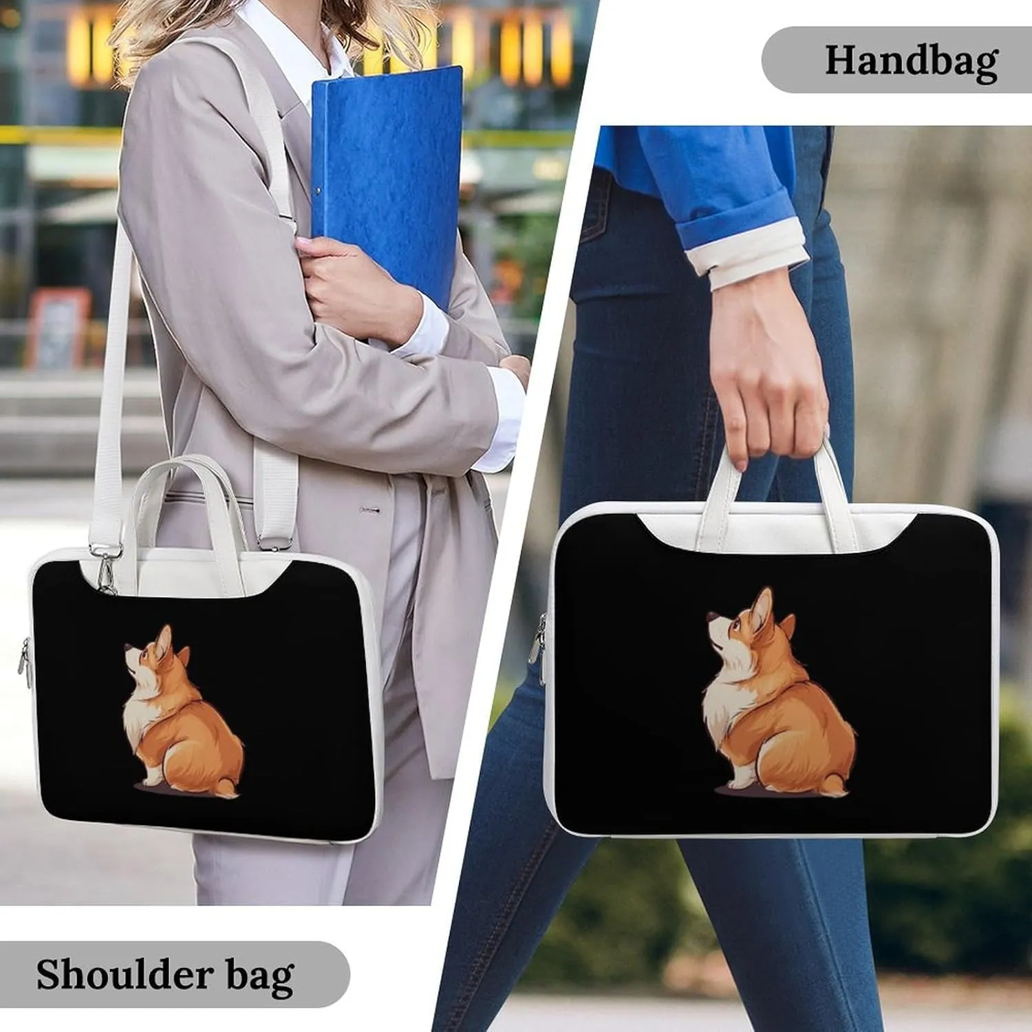 Corgi Laptop Tote Bag Waterproof Computer Carrying Case Business Office Briefcase
