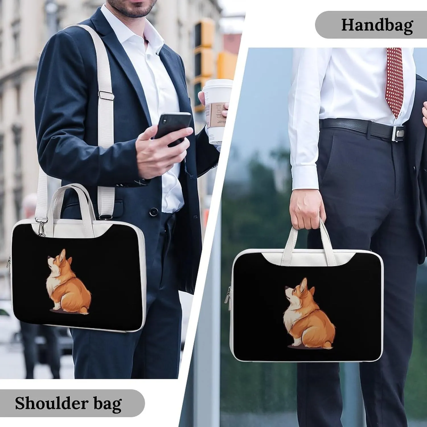 Corgi Laptop Tote Bag Waterproof Computer Carrying Case Business Office Briefcase