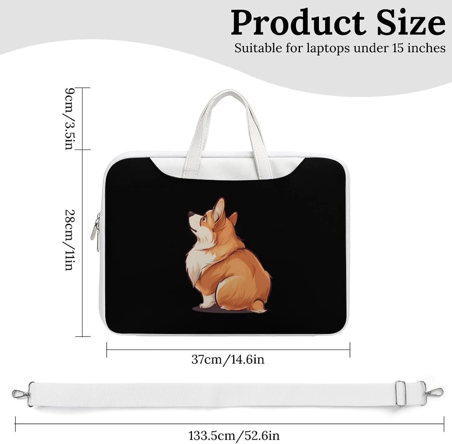Corgi Laptop Tote Bag Waterproof Computer Carrying Case Business Office Briefcase