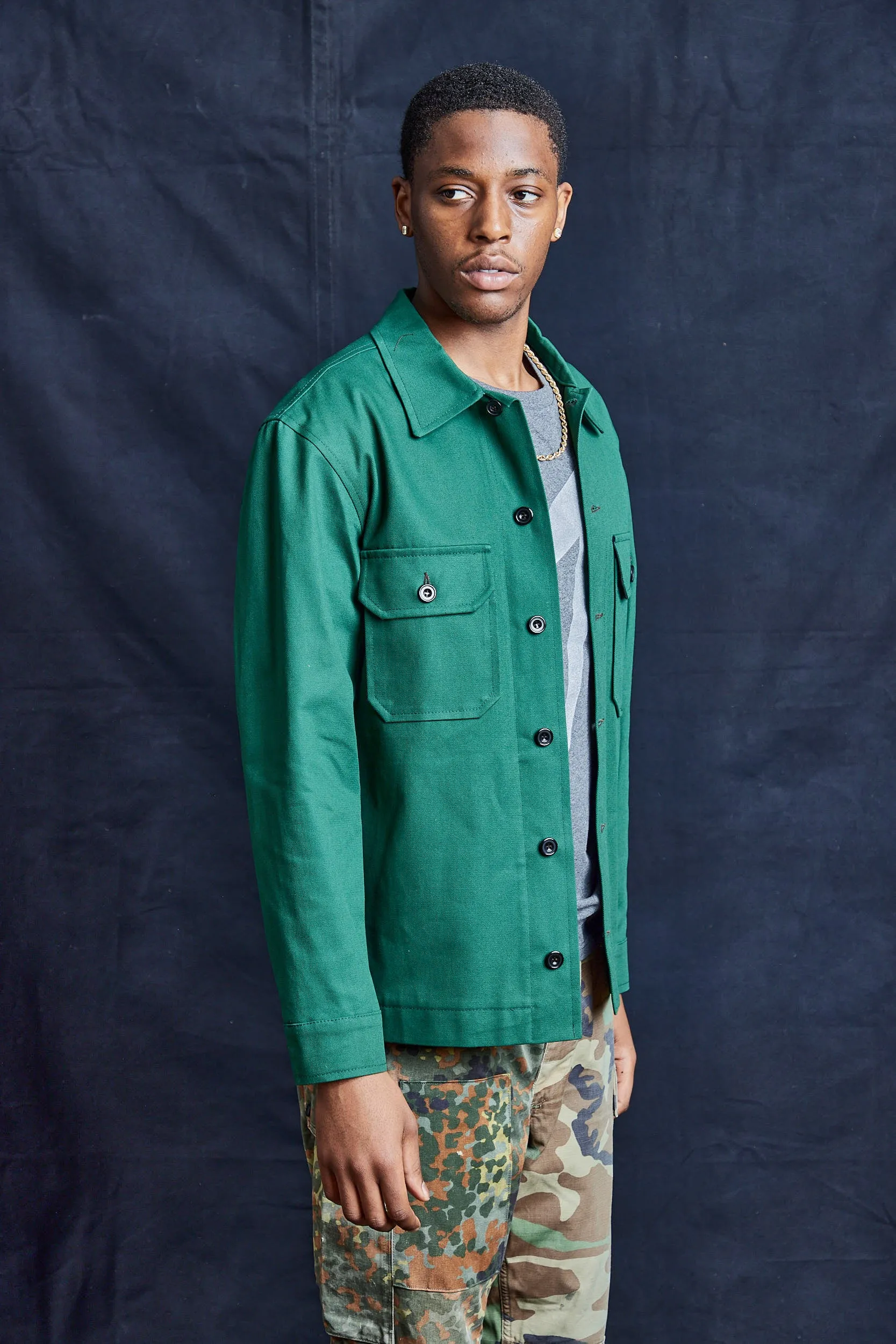 Cotton Workshirt in Forest Green