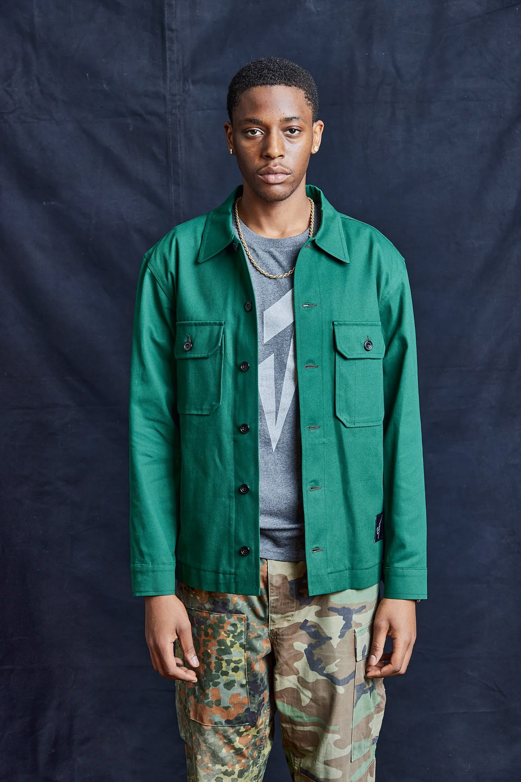 Cotton Workshirt in Forest Green