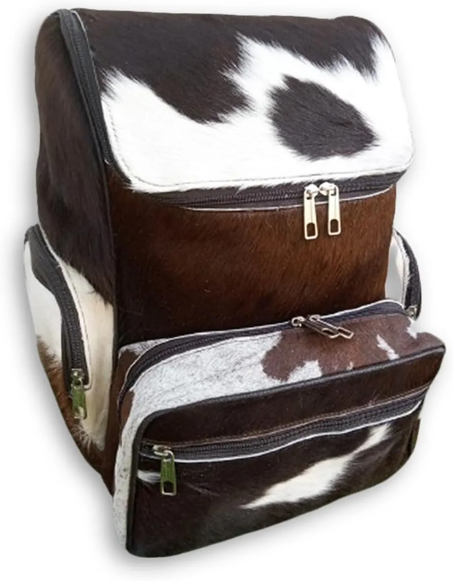 Cowhide Backpack Hair On | Fur Leather Diaper Backpack Rucksack/Knapsack Tricolor Brown Travel Shoulder Bag/Western Cow Skin Baby Bags