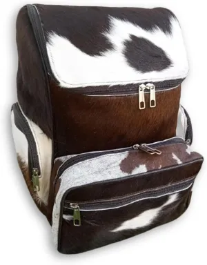 Cowhide Backpack Hair On | Fur Leather Diaper Backpack Rucksack/Knapsack Tricolor Brown Travel Shoulder Bag/Western Cow Skin Baby Bags