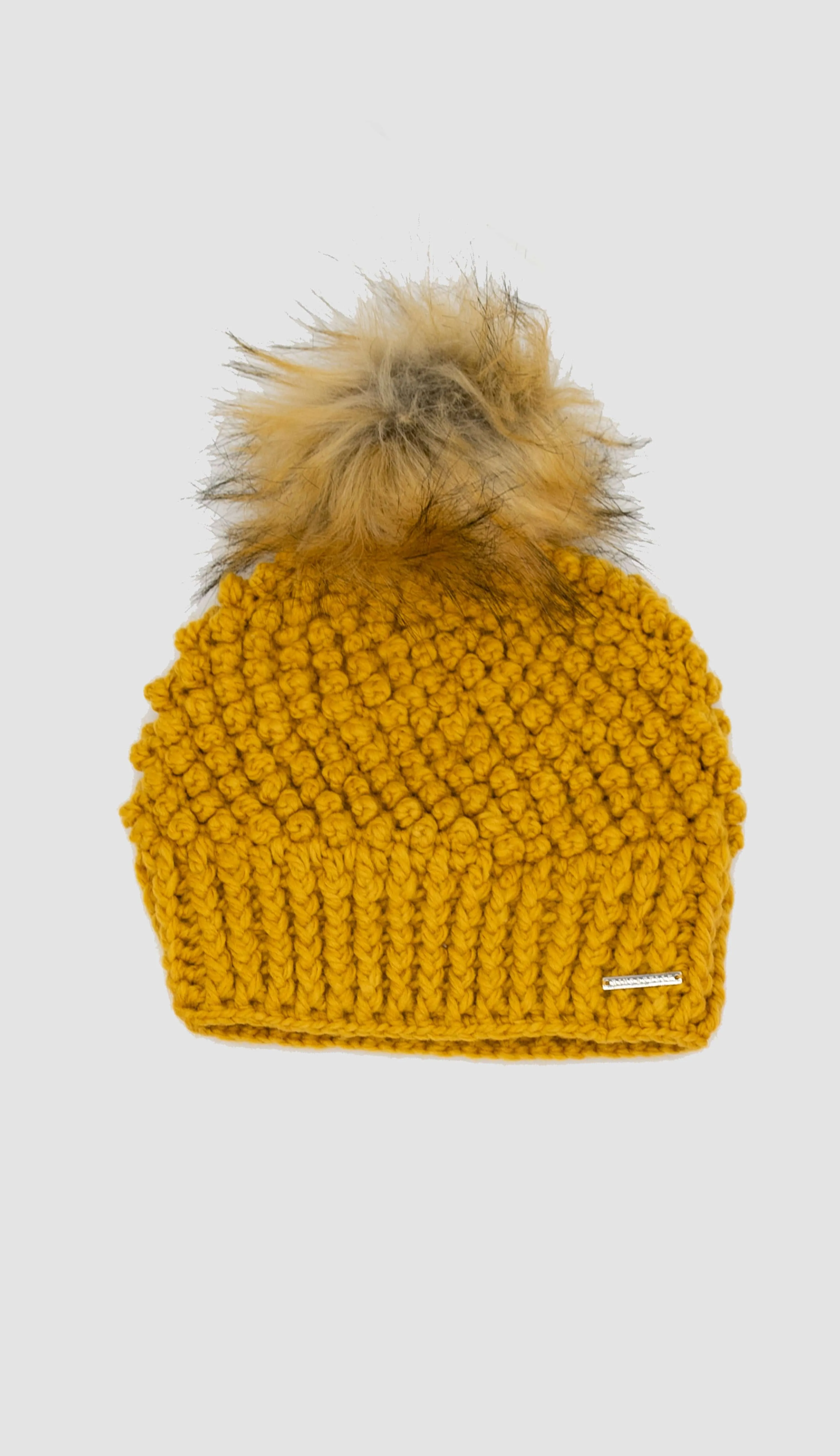 Crochet Hat with Faux Fur Pom Pom