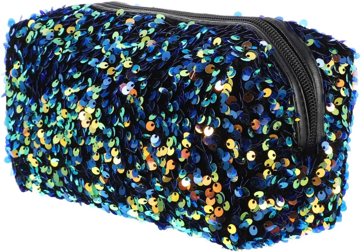 Didiseaon Hanging Toiletry Bag for Women Travel Cosmetic Bag Sequins Portable Makeup Organizer Bag Random Style
