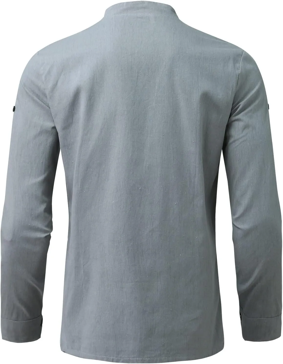 Dress Shirts for Men 2023 Casual Cotton Linen Roll-Up Long Sleeve Summer Spring Tshirt V Neck Solid Pullover Tops