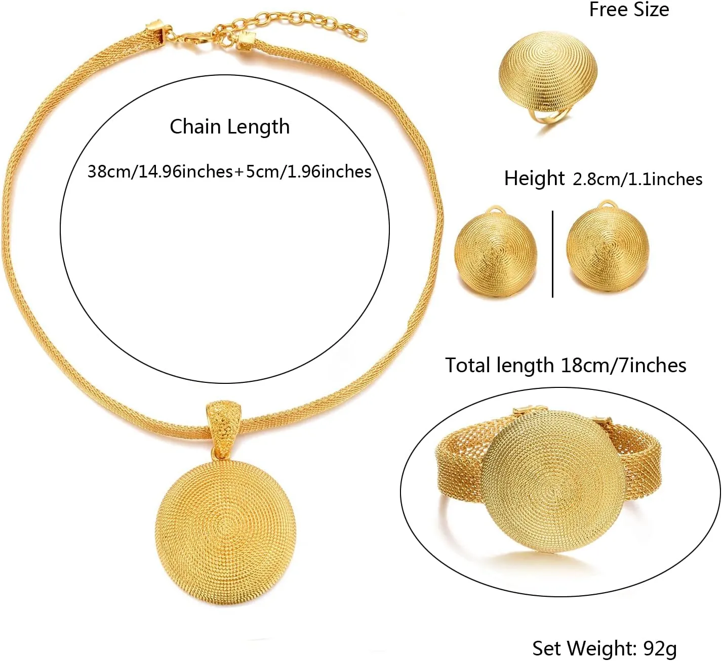 Dubai Gold Jewelry Sets for Women 24K Gold Plated Costume Jewelry for Women Prom Jewelry Sets Valentines Anniversary Birthday Gifts