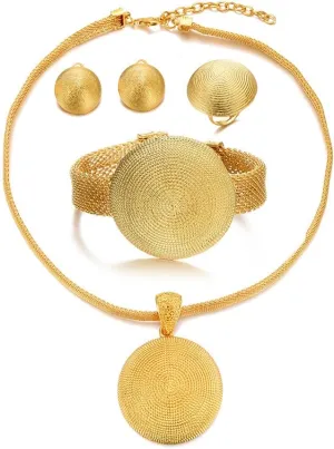 Dubai Gold Jewelry Sets for Women 24K Gold Plated Costume Jewelry for Women Prom Jewelry Sets Valentines Anniversary Birthday Gifts