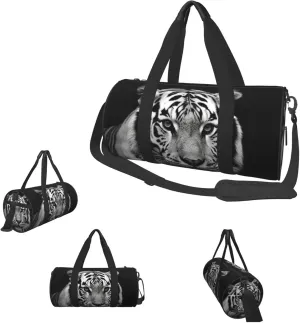 Duffle Bags Black and white tiger Gym Bag for Men Women Waterproof Travel Duffle Bags Convertible Carry on Garment Bag for Travel Sports