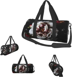 Duffle Bags Black background Cottonrose Gym Bag for Men Women Waterproof Travel Duffle Bags Convertible Carry on Garment Bag for Travel Sports
