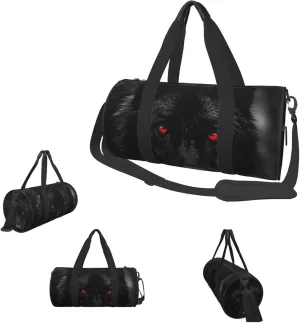 Duffle Bags Black Red Eyed Wolf Gym Bag for Men Women Waterproof Travel Duffle Bags Convertible Carry on Garment Bag for Travel Sports