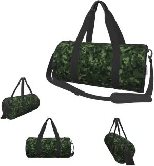 Duffle Bags Green Army Digital Camouflage Gym Bag for Men Women Waterproof Travel Duffle Bags Convertible Carry on Garment Bag for Travel Sports