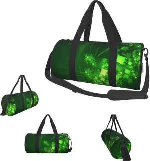 Duffle Bags Green Digital Art Gym Bag for Men Women Waterproof Travel Duffle Bags Convertible Carry on Garment Bag for Travel Sports