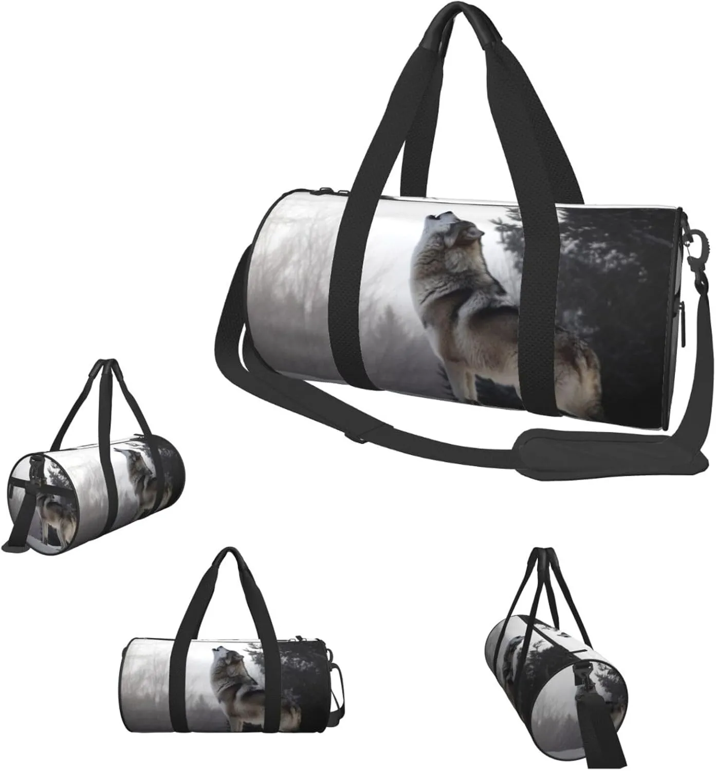Duffle Bags Howling wolf Gym Bag for Men Women Waterproof Travel Duffle Bags Convertible Carry on Garment Bag for Travel Sports