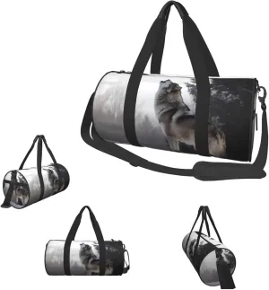 Duffle Bags Howling wolf Gym Bag for Men Women Waterproof Travel Duffle Bags Convertible Carry on Garment Bag for Travel Sports