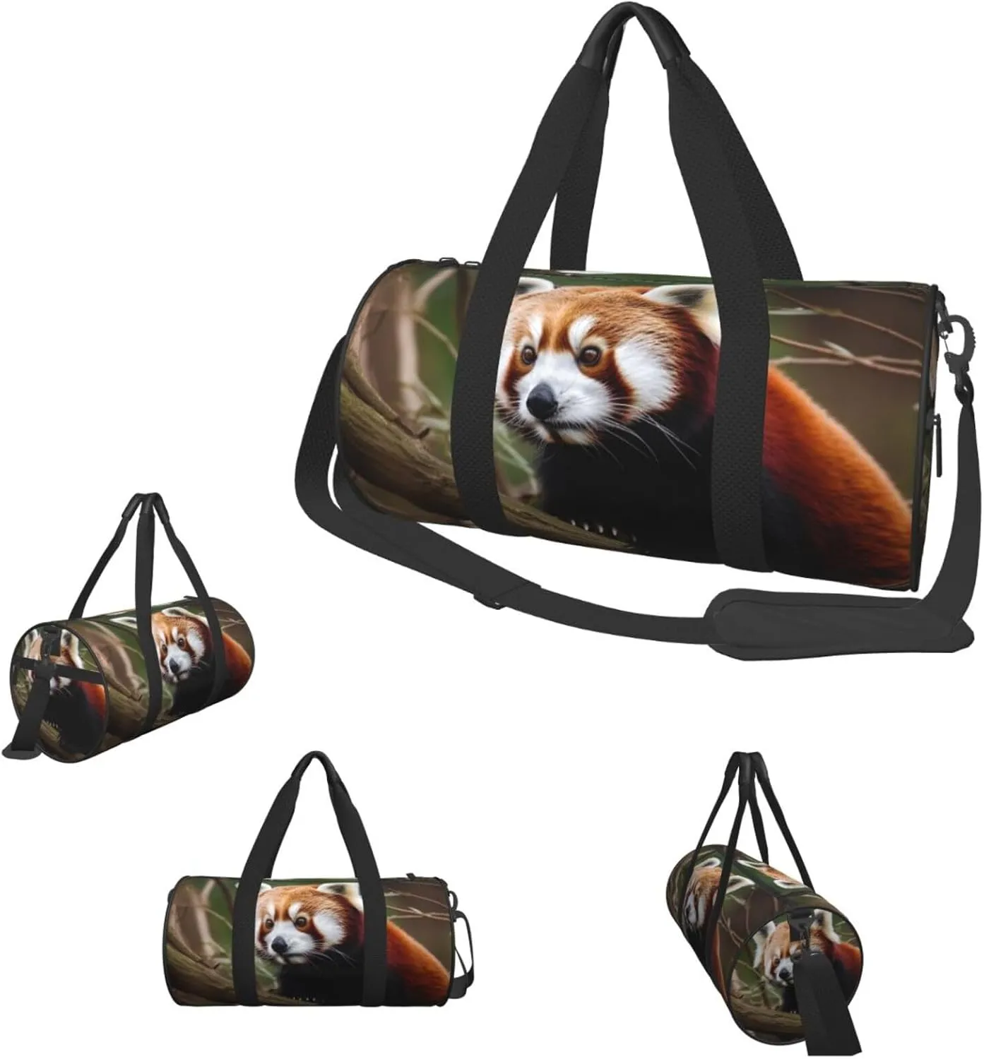 Duffle Bags Red Panda on Tree Branch Gym Bag for Men Women Waterproof Travel Duffle Bags Convertible Carry on Garment Bag for Travel Sports
