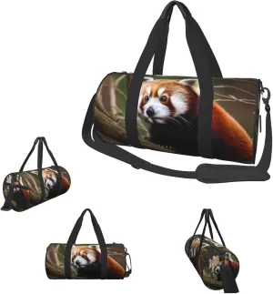 Duffle Bags Red Panda on Tree Branch Gym Bag for Men Women Waterproof Travel Duffle Bags Convertible Carry on Garment Bag for Travel Sports