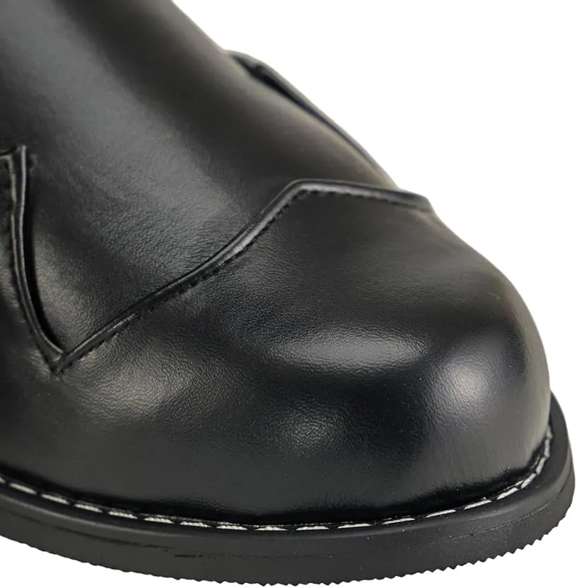 DUNHAO COS Medieval Renaissance Pull On Mid Calf Gothic Boots Flat Jazz Boots