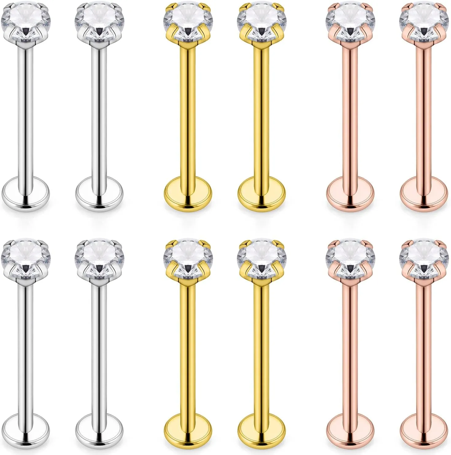 Dyknasz 16G 14G Cheek Piercing Jewelry Stainless Steel Ashley Piercing Lip Rings Labret Jewelry Snake Bite Medusa Piercing Jewelry for Women Men Tongue Piercing Jewelry with Flat Back