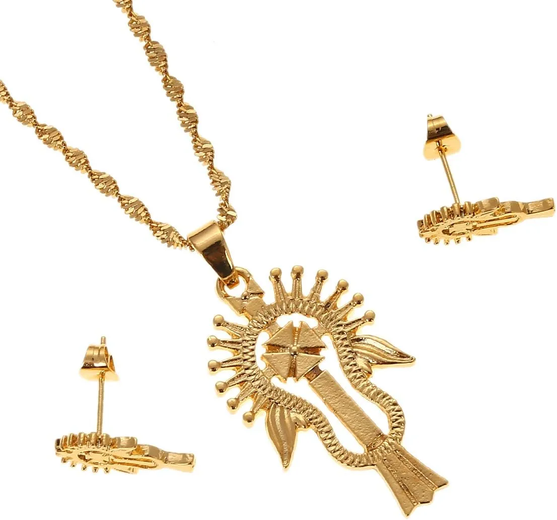 Ethiopia Jewelry Cross Pendant Necklace Gold Filled Jewelry Coptic Cross Necklace
