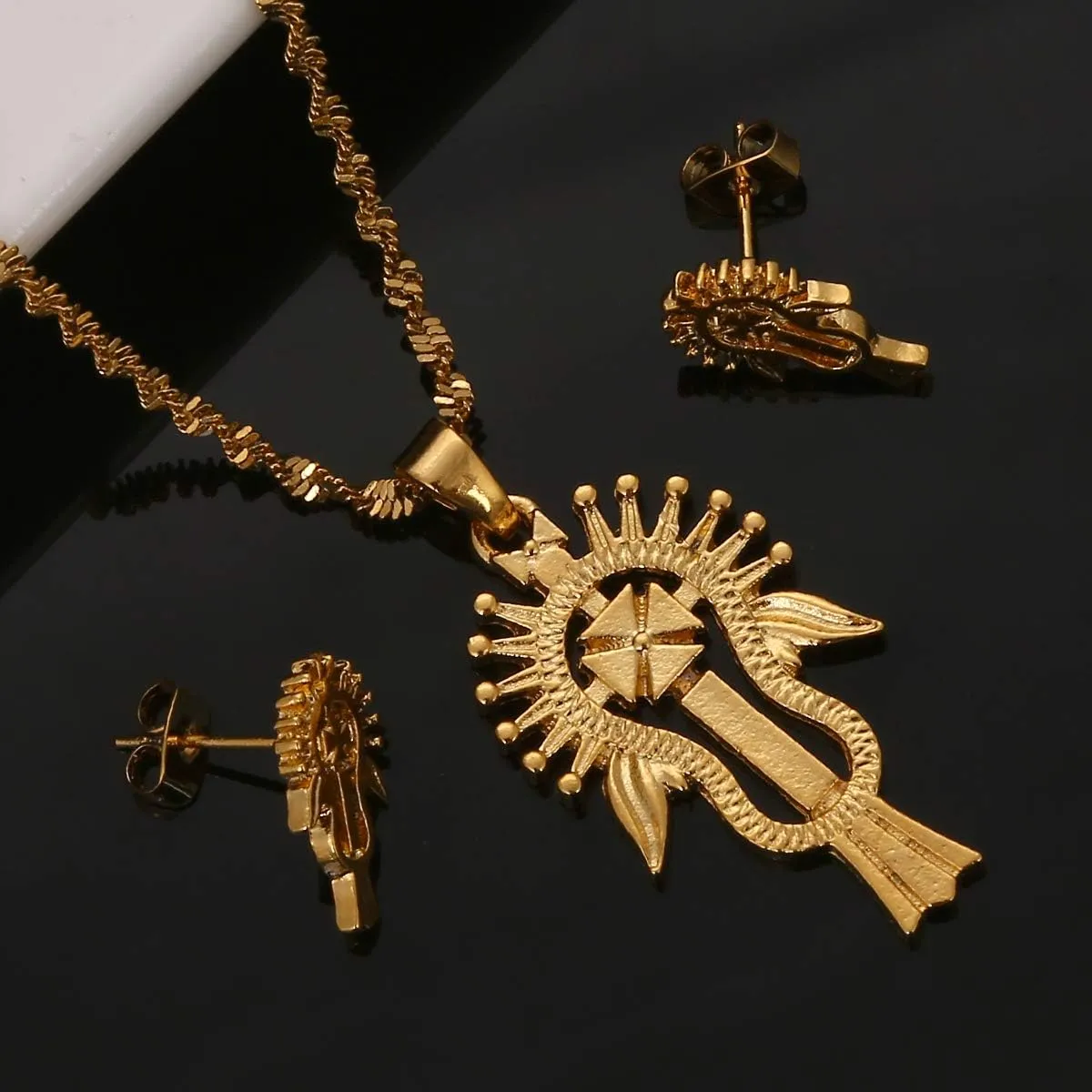 Ethiopia Jewelry Cross Pendant Necklace Gold Filled Jewelry Coptic Cross Necklace