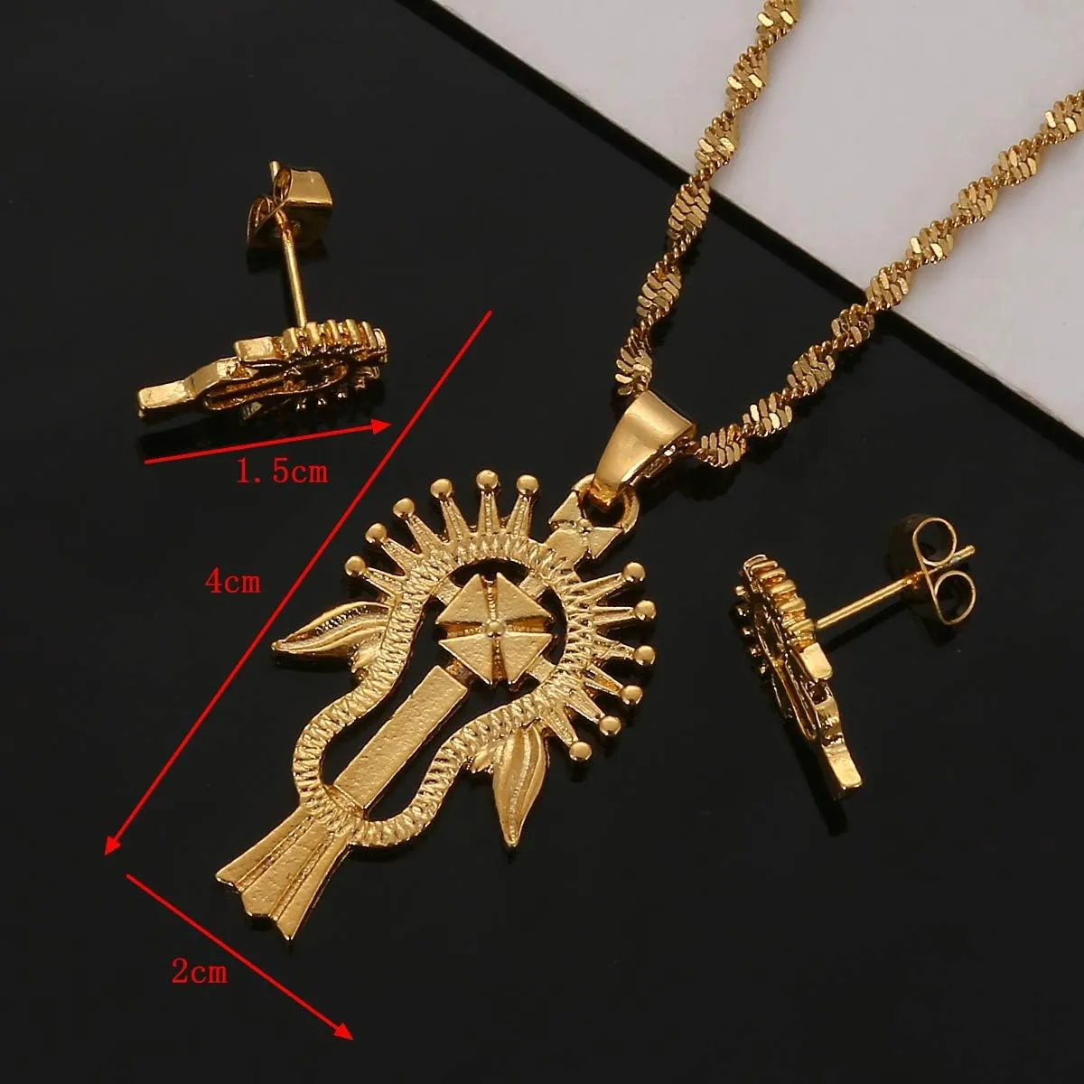 Ethiopia Jewelry Cross Pendant Necklace Gold Filled Jewelry Coptic Cross Necklace