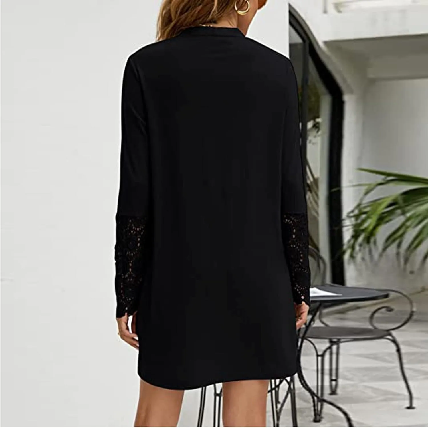 Fall Jackets for Women 2024 Casual Lace Long Sleeve Tops Mid-Length Button Cardigan Coats Outerwear with Pockets
