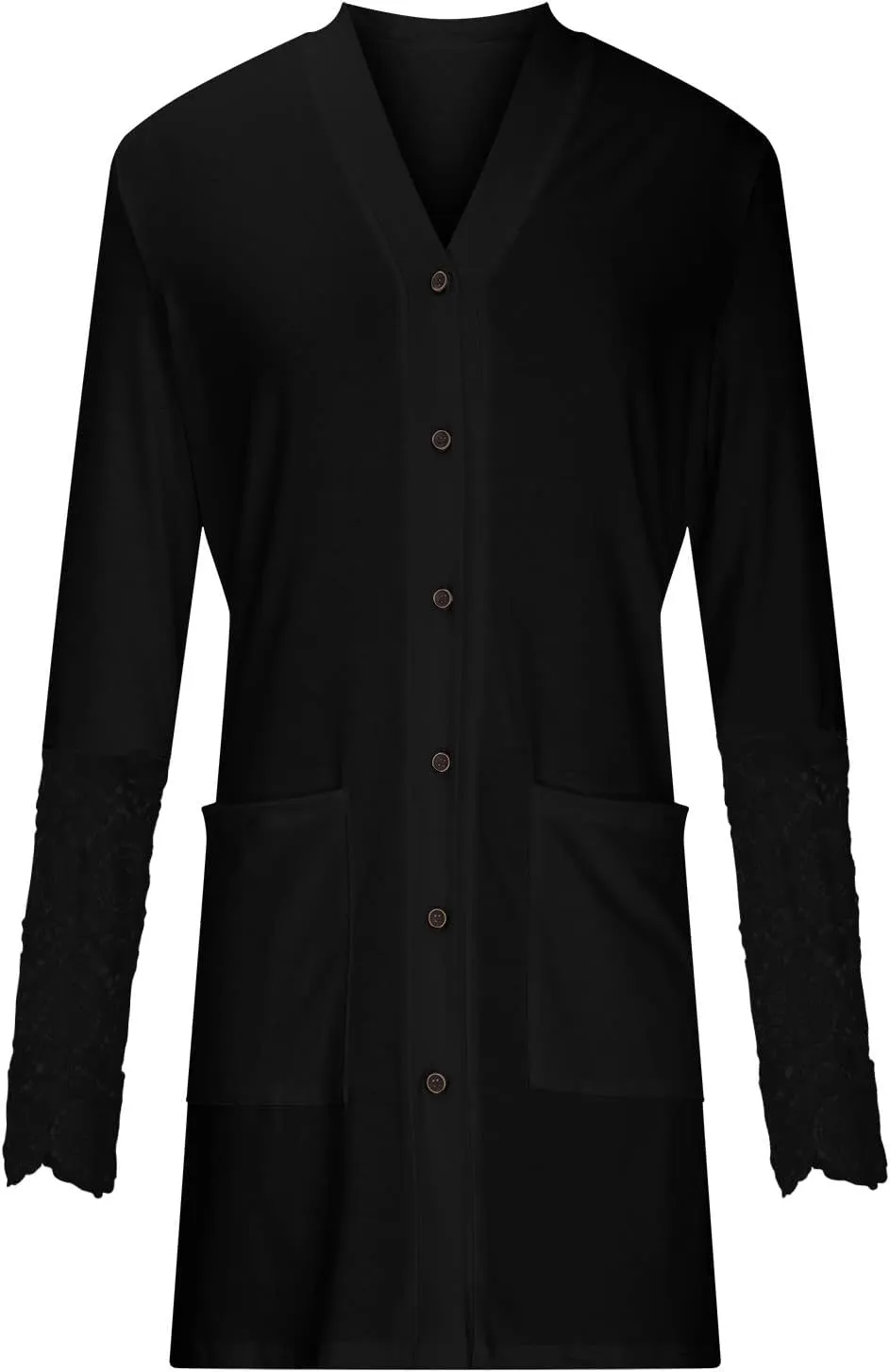 Fall Jackets for Women 2024 Casual Lace Long Sleeve Tops Mid-Length Button Cardigan Coats Outerwear with Pockets