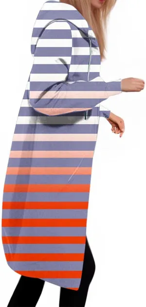 Fall Jackets for Women 2024 Casual Loose Striped Hoodies Long Sleeve Comfy Fit Winter Coats Outerwear