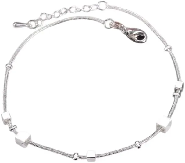 Fashion Jewelry 925 Sterling Silver Ankle Chain Bracelet Square Chain Anklets For Women Lovely Korea Style Jewelry Gifts jewelry gift
