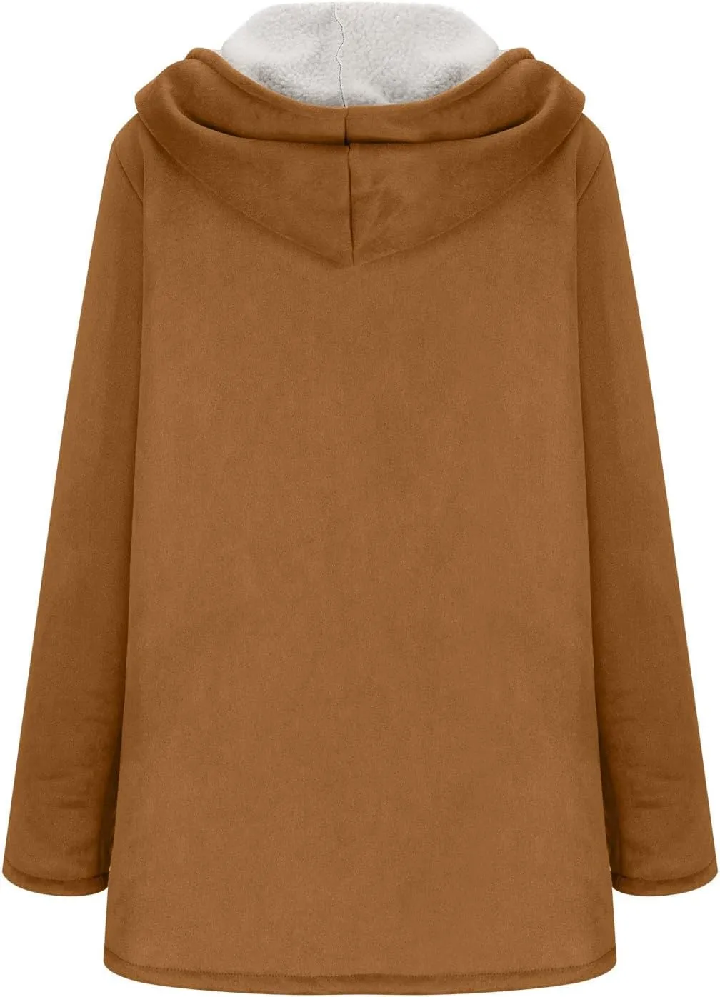 Faux Suede Jackets for Women Winter Fashion Fleece Lined Coats Single Breasted Hooded Outerwear with Pockets