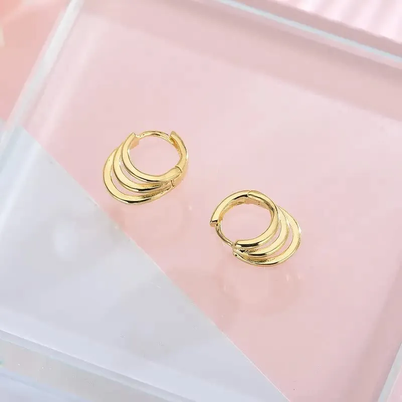 Fine Jewelry fashion korea earrings jewelry 925 sterling silver minimalist hoop earrings gold plated earrings women silver jewelry (silver)