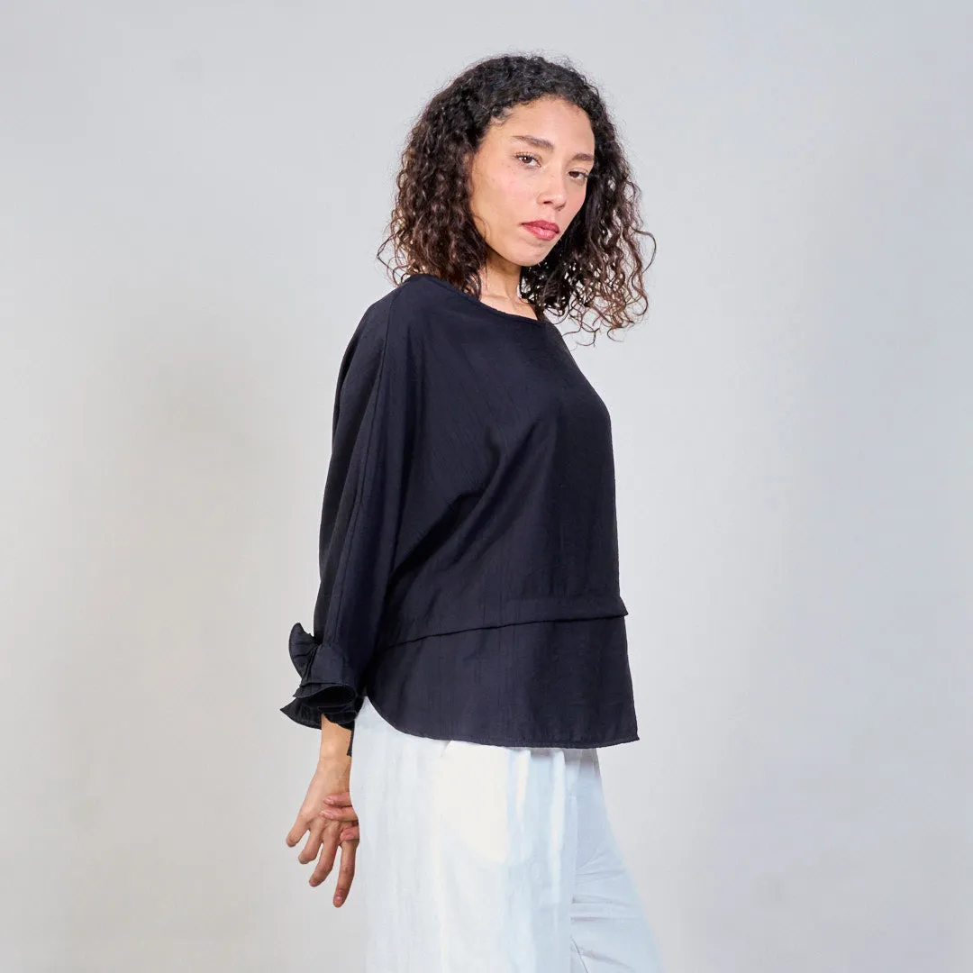 Flowy boat neck blouse wholesale