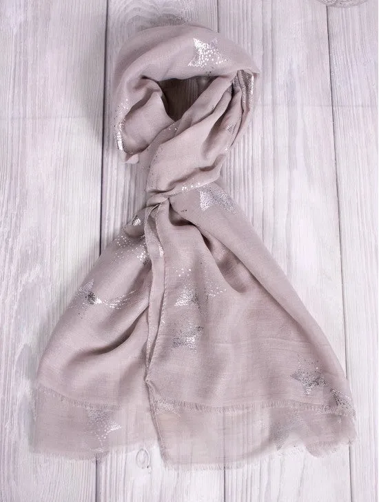 FOIL PRINT SCARVES sf17462gry
