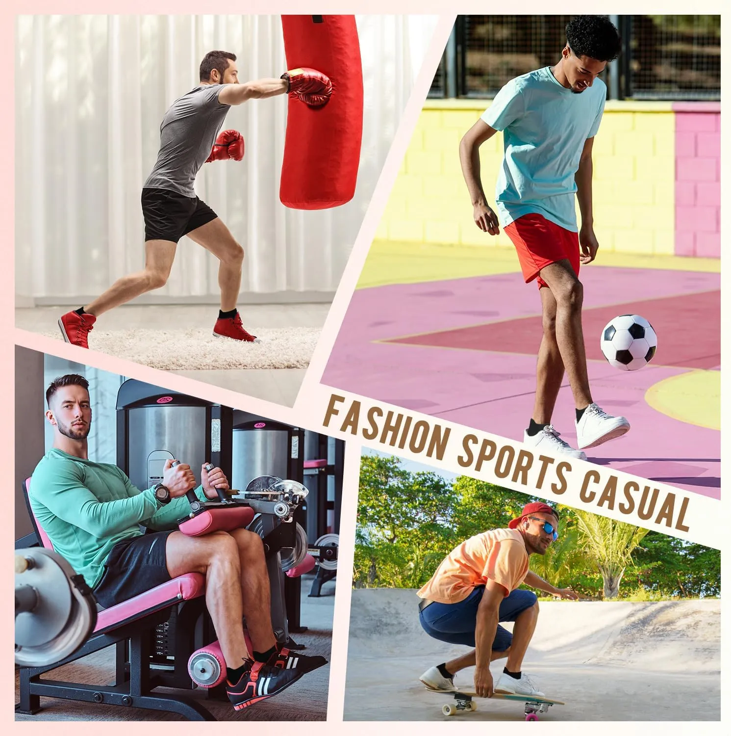 FuelMeFoot Men's Non Slip Yoga Socks with Grips Anti Slip Socks with Cushion for Hospital, Pilates, Fitness Grippy Socks