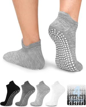 FuelMeFoot Men's Non Slip Yoga Socks with Grips Anti Slip Socks with Cushion for Hospital, Pilates, Fitness Grippy Socks