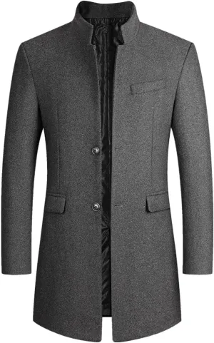 Fxbar Jacket Mens Outerwear Men'S Solid Color Spread Collar Trench Coat Classic Single Breasted Extra Long Jacket Streetwear (O1-Grey, Xl)