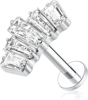 GAGABODY Labret Studs16g G23 Titanium Monroe Jewelry Silver Lip Piercing Jewelry CZ Opal Internally Threaded Labret Helix Cartilage Tragus Jewelry