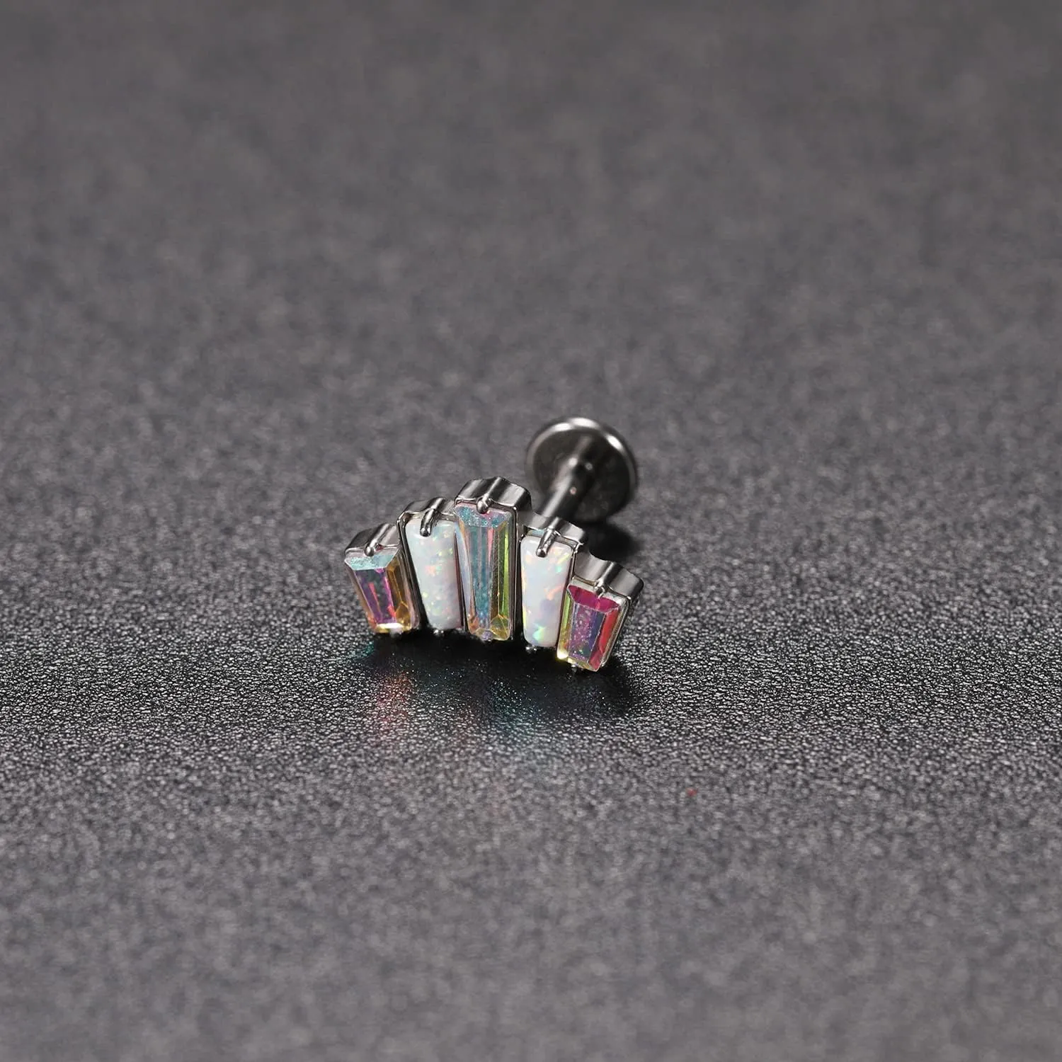 GAGABODY Labret Studs16g G23 Titanium Monroe Jewelry Silver Lip Piercing Jewelry CZ Opal Internally Threaded Labret Helix Cartilage Tragus Jewelry