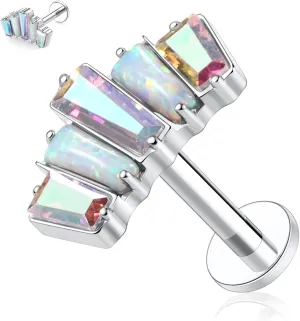GAGABODY Labret Studs16g G23 Titanium Monroe Jewelry Silver Lip Piercing Jewelry CZ Opal Internally Threaded Labret Helix Cartilage Tragus Jewelry