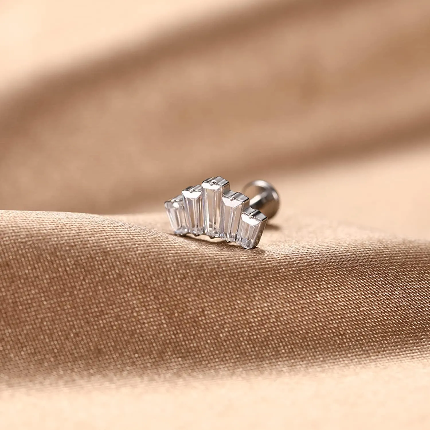 GAGABODY Labret Studs16g G23 Titanium Monroe Jewelry Silver Lip Piercing Jewelry CZ Opal Internally Threaded Labret Helix Cartilage Tragus Jewelry