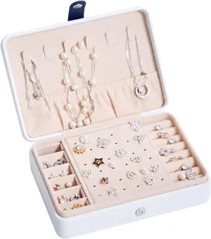 Girls Jewelry Box,2025 New Upgrade 2-Layer Portable PU Leather Jewelry Organizer with Removable Tray,Jewelry Storage,Personalized Jewelry Box for Necklace Earring Christmas Gifts Ring Bracelets