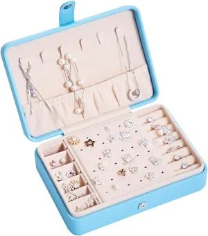 Girls Jewelry Box,2025 New Upgrade 2-Layer Portable PU Leather Jewelry Organizer with Removable Tray,Travel Jewelry Case,Pink Jewelry Box for Christmas Gifts Ring Necklace Bracelets Earring