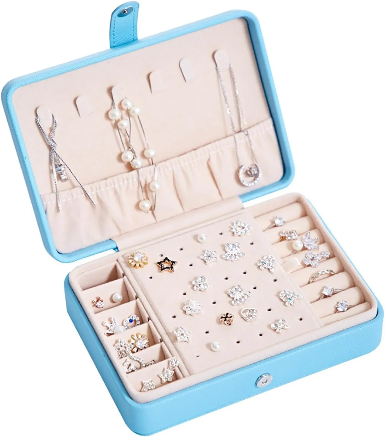 Girls Jewelry Box,2025 New Upgrade 2-Layer Portable PU Leather Jewelry Organizer with Removable Tray,Travel Jewelry Case,Pink Jewelry Box for Christmas Gifts Ring Necklace Bracelets Earring