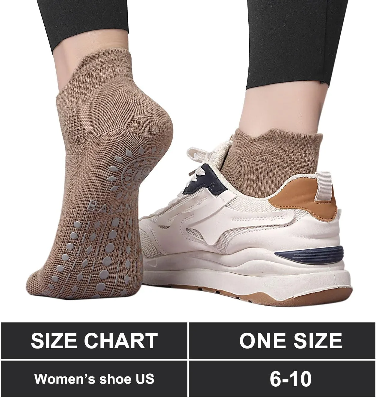 Grip Pilates Socks Ankle for Women, Yoga Non Slip Socks for Barre Workout Gym Hospital Sticky Slipper Socks 3 Pairs