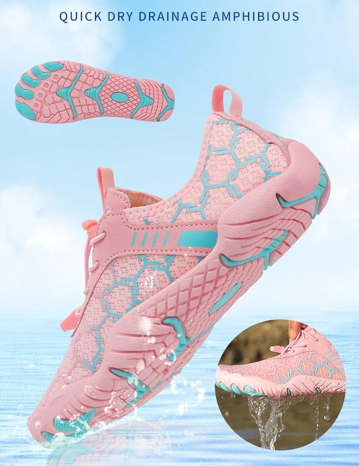Grounded Footwear Barefoot Shoes Women Men, Hiking Footwear, Non Slip Outdoor Unisex Pro with Wide Toe Box, Breathable Sneakers, Diabetic Water for Beach Surf Walk Yoga