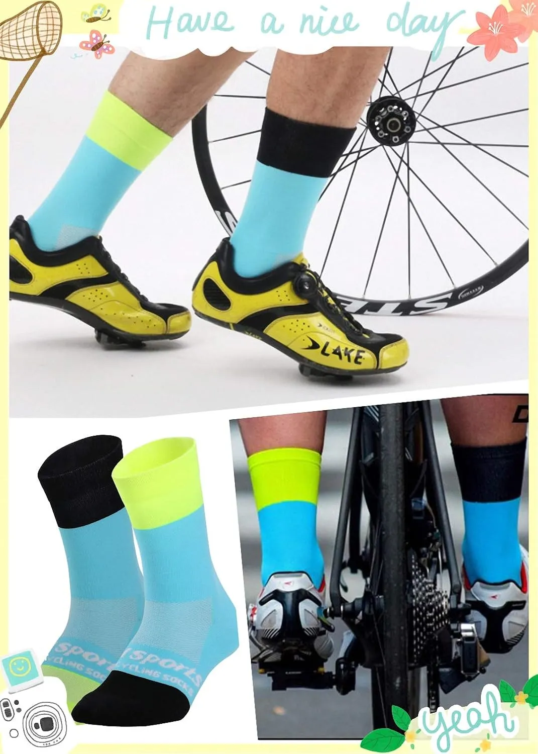 GuaziV Mens Womens Cycling Socks,4-6pcs Running Socks Colourful Athletic Socks Ankle Sport Socks 6-11