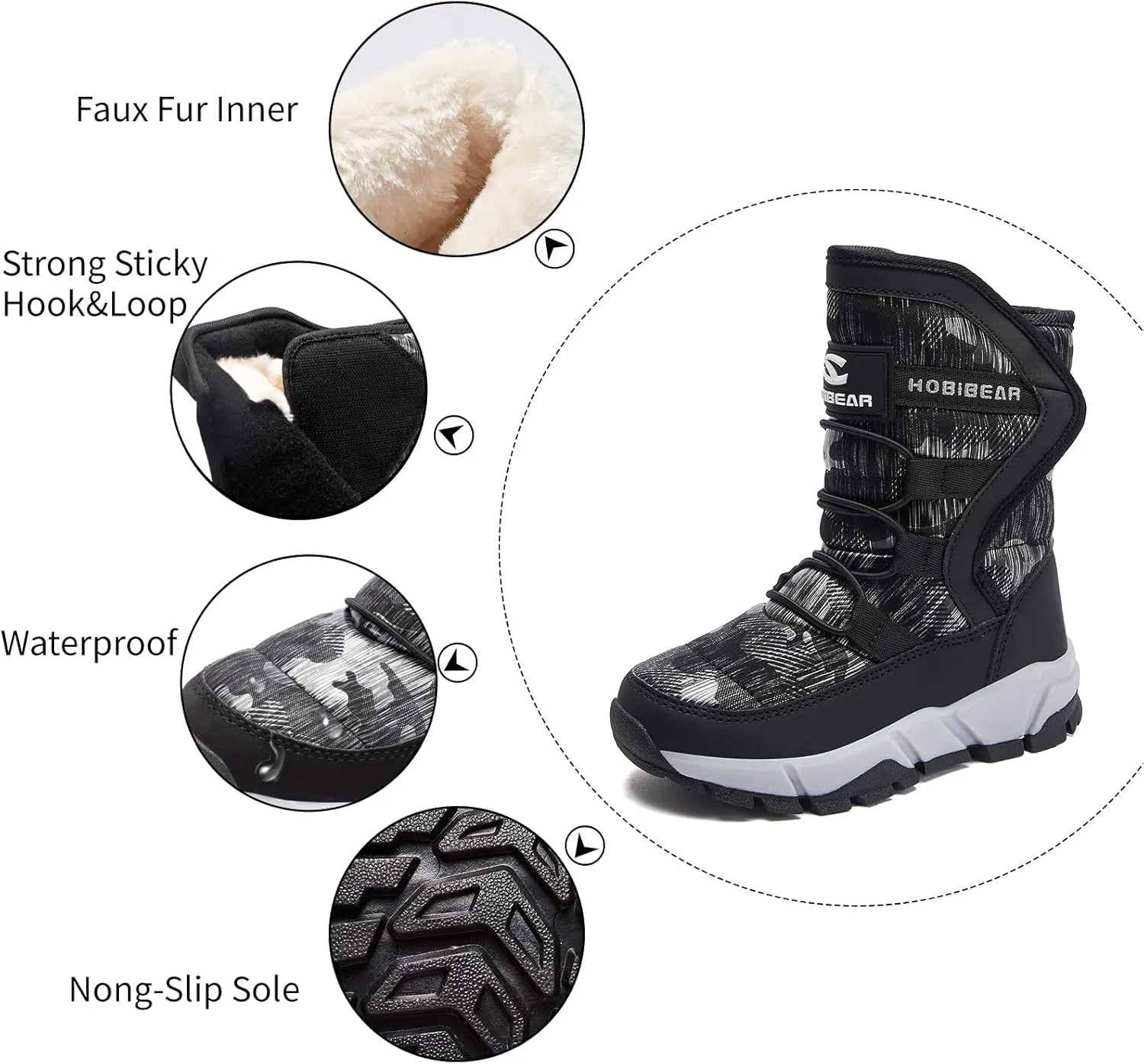 GUBARUN Boys Snow Boots Winter Waterproof Slip Resistant Cold Weather Shoes (Toddler/Little Kid/Big Kid)