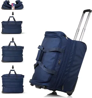 Hanke 22 Inch Expandable checked Luggage Suitcases with Wheels Foldable Duffle Bag for Travel suitcase Weekend Bag for Women MenBlue