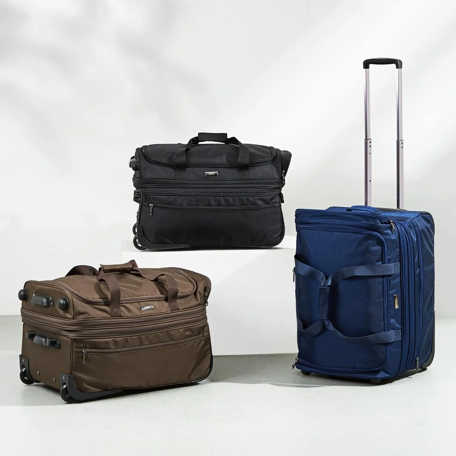 Hanke 22 Inch Expandable checked Luggage Suitcases with Wheels Foldable Duffle Bag for Travel suitcase Weekend Bag for Women MenBlue